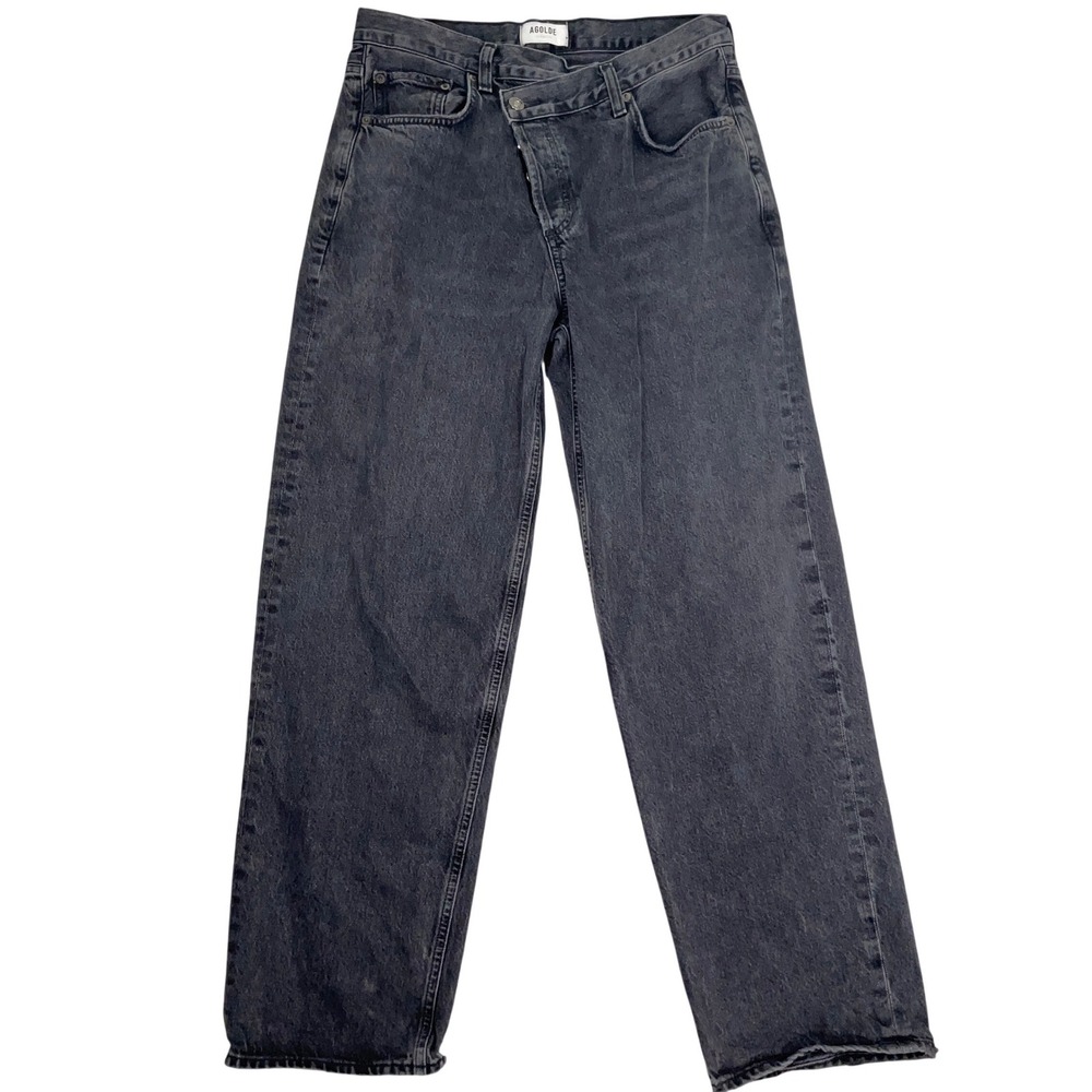 AGOLDE Criss Cross Jeans Womens 28 Black Fade Button Fly A097C-1157 Straight Leg